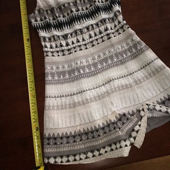 BCBGeneration Romper gray, purple, black, tan pattern. Size 0 - Picture 6 of 8